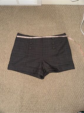 Forever 21 Black and Gray Plaid High-Waist Shorts